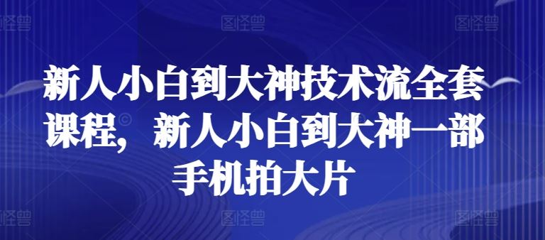 新人小白到大神技术流全套课程，新人小白到大神一部手机拍大片-占领资源网
