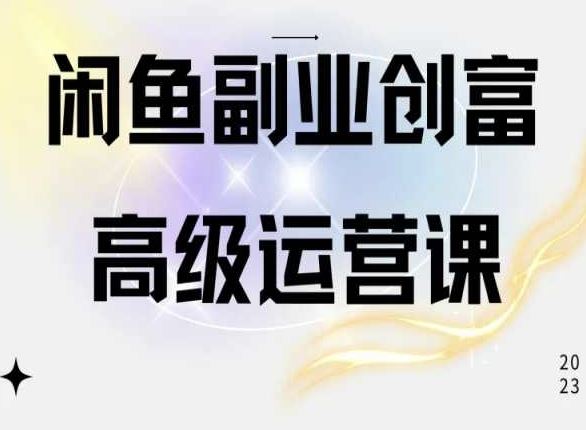 闲鱼电商运营高级课程，一部手机学会闲鱼开店赚钱-占领资源网