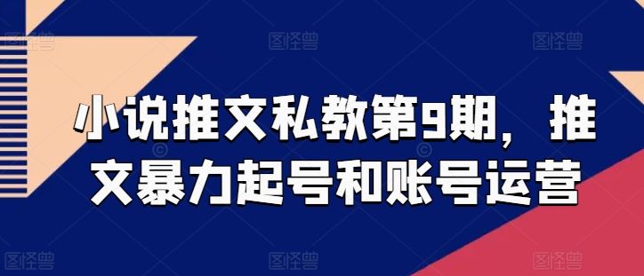 小说推文私教第9期，推文暴力起号和账号运营-占领资源网