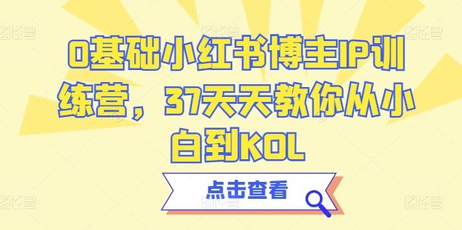 0基础小红书博主IP训练营，37天天教你从小白到KOL-占领资源网