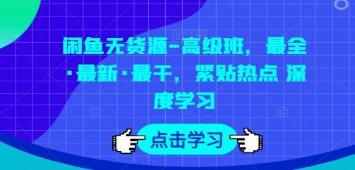 闲鱼无货源-高级班，最全·最新·最干，紧贴热点 深度学习-占领资源网