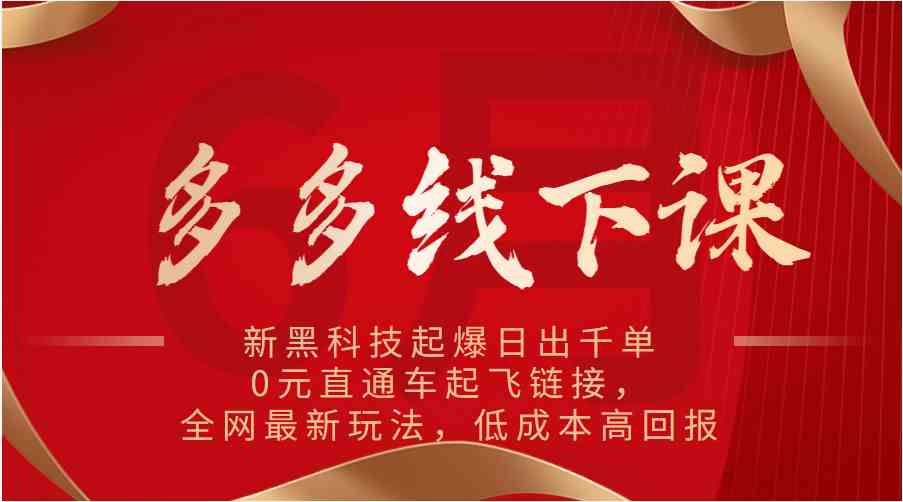 多多线下课：新黑科技起爆日出千单，0元直通车起飞链接，全网最新玩法，低成本高回报-占领资源网