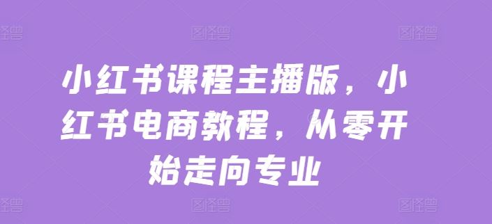 小红书课程主播版，小红书电商教程，从零开始走向专业-占领资源网