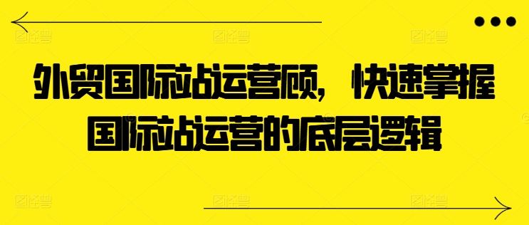 外贸国际站运营顾问，快速掌握国际站运营的底层逻辑-占领资源网