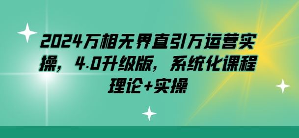 2024万相无界直引万运营实操，4.0升级版，系统化课程 理论+实操-占领资源网