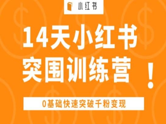 14天小红书突围训练营 ，0基础快速突破千粉变现-占领资源网