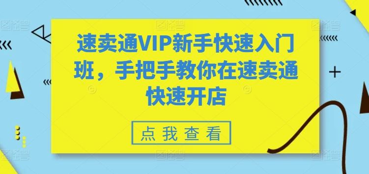 速卖通VIP新手快速入门班，手把手教你在速卖通快速开店-占领资源网