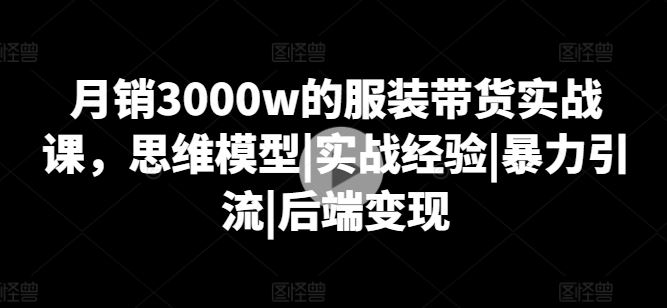 月销3000w的服装带货实战课，思维模型|实战经验|暴力引流|后端变现-占领资源网