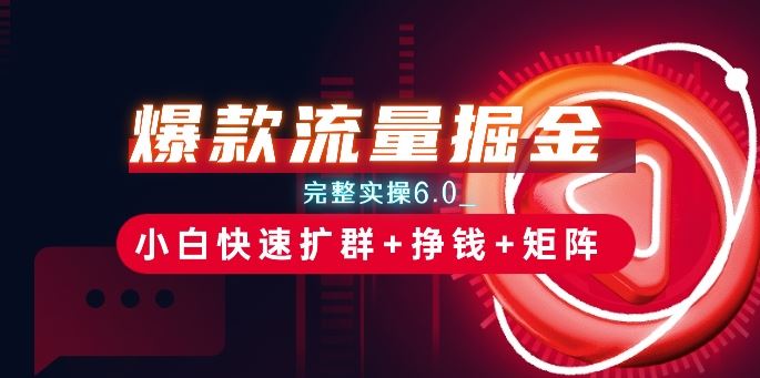 爆款流量掘金_完整实操6.0_小白快速扩群+挣钱+矩阵思路【揭秘】-占领资源网