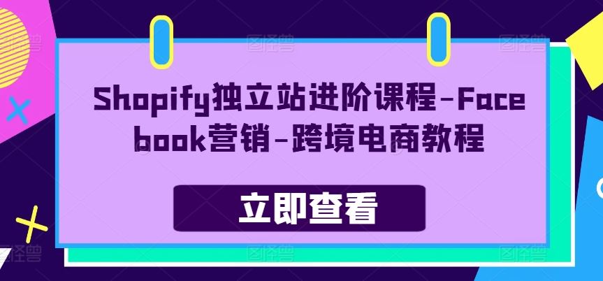 Shopify独立站进阶课程-Facebook营销-跨境电商教程-占领资源网