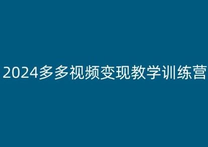 2024多多视频变现教学训练营，新手保姆级教程，适合新手小白-占领资源网