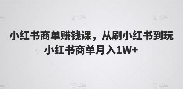 小红书商单赚钱课，从刷小红书到玩小红书商单月入1W+-占领资源网
