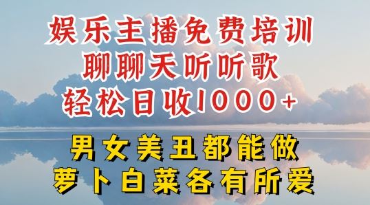 娱乐主播免费培训聊聊天听听歌轻松日收1K+，男女美丑都能做萝卜白菜各有所爱【揭秘】-占领资源网
