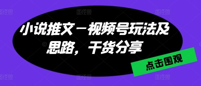 小说推文—视频号玩法及思路，干货分享-占领资源网