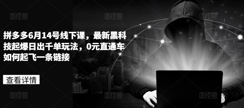 拼多多6月14号线下课，最新黑科技起爆日出千单玩法，0元直通车如何起飞一条链接-占领资源网