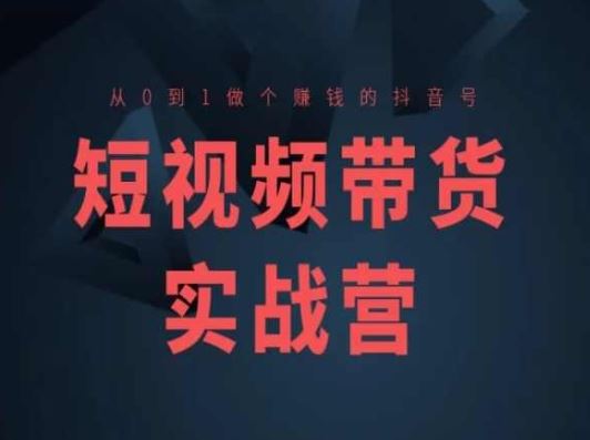 短视频带货实战营(高阶课)，从0到1做个赚钱的抖音号-占领资源网