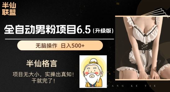 男粉项目6.5升级版，全自动男粉项目，日收入1K+【揭秘】-占领资源网