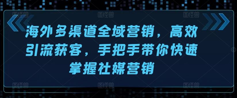 海外多渠道全域营销，高效引流获客，手把手带你快速掌握社媒营销-占领资源网