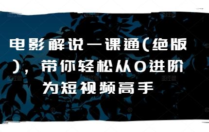 电影解说一课通(绝版)，带你轻松从0进阶为短视频高手-占领资源网
