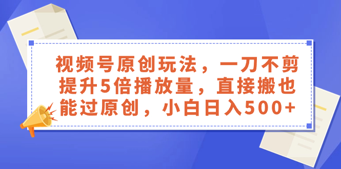 （8286期）视频号原创玩法，一刀不剪提升5倍播放量，直接搬也能过原创，小白日入500+-占领资源网