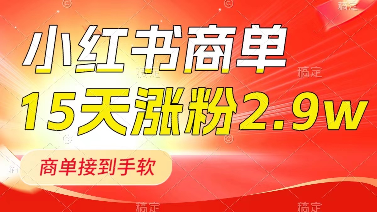（8308期）小红书商单最新玩法，新号15天2.9w粉，商单接到手软，1分钟一篇笔记-占领资源网