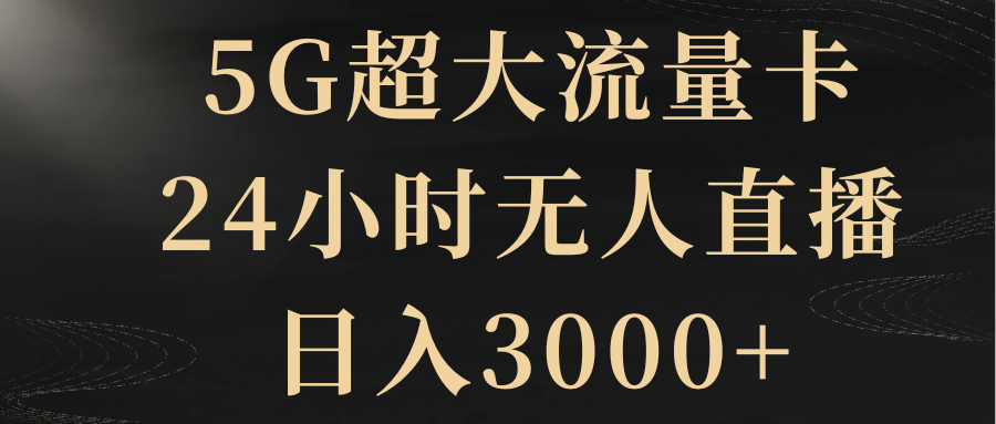 （8304期）5G超大流量卡，24小时无人直播，日入3000+-占领资源网