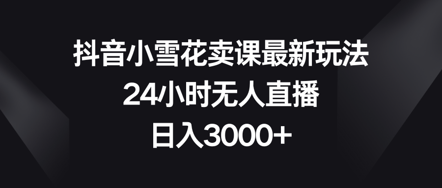 （8322期）抖音小雪花卖课最新玩法，24小时无人直播，日入3000+-占领资源网