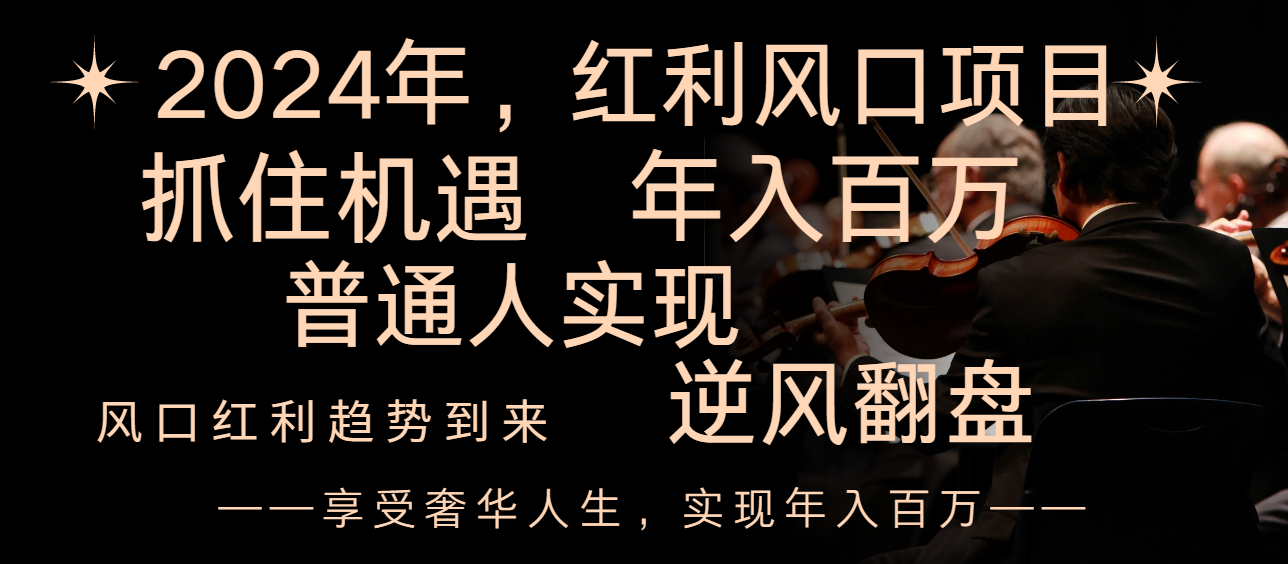 （8418期）2024红利风口项目来袭，享受第一波红利，逆风翻盘普通人也能实现，年入百万-占领资源网