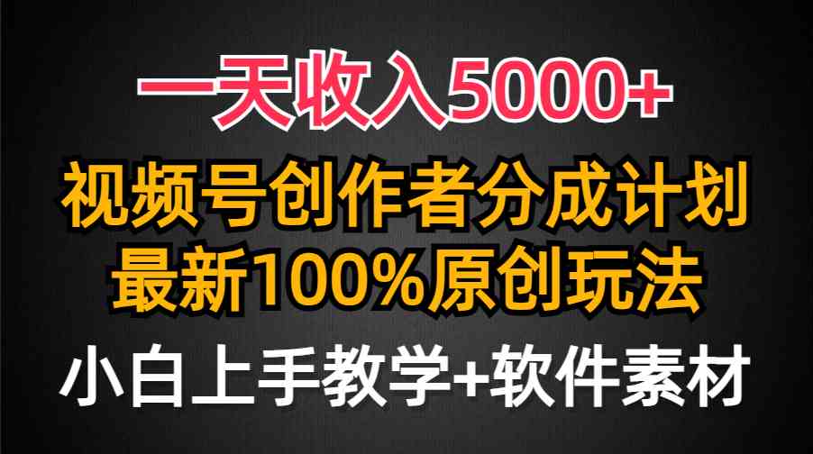 （9599期）一天收入5000+，视频号创作者分成计划，最新100%原创玩法，小白也可以轻…-占领资源网