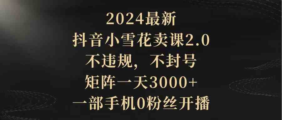 （9639期）2024最新抖音小雪花卖课2.0 不违规 不封号 矩阵一天3000+一部手机0粉丝开播-占领资源网