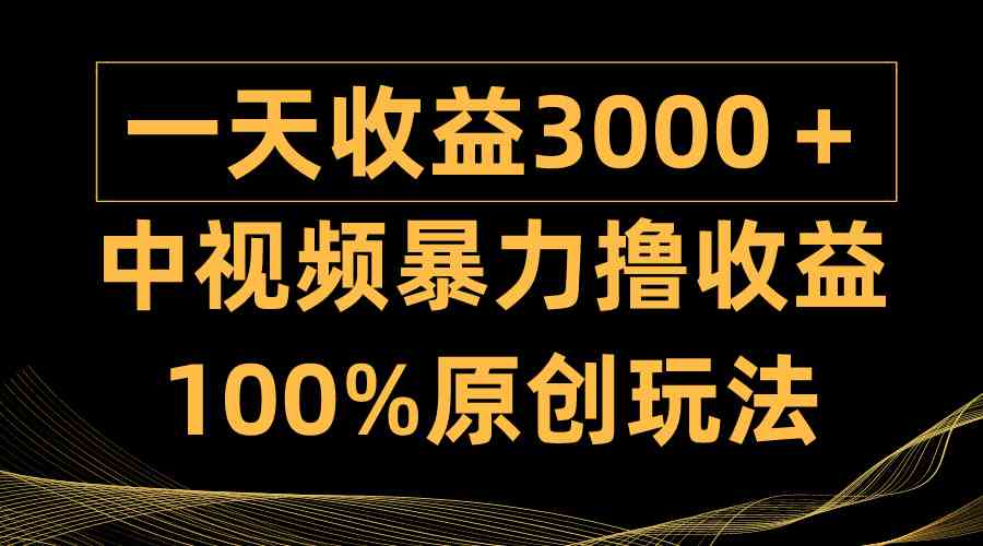 （9696期）中视频暴力撸收益，日入3000＋，100%原创玩法，小白轻松上手多种变现方式-占领资源网
