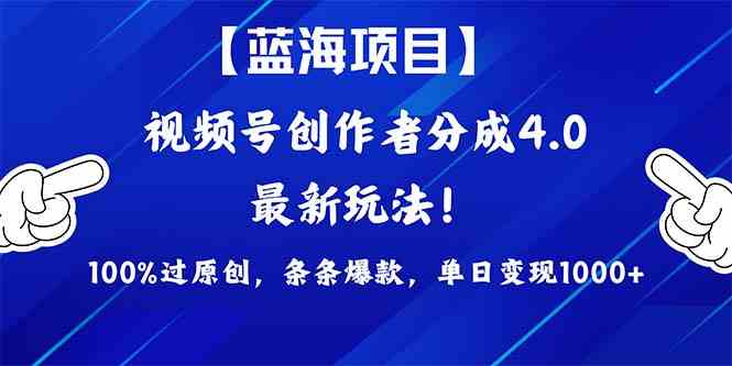 （9777期）2024蓝海项目视频号，最新方法， 100%过原创，条条爆款，单日变现1K+，…-占领资源网