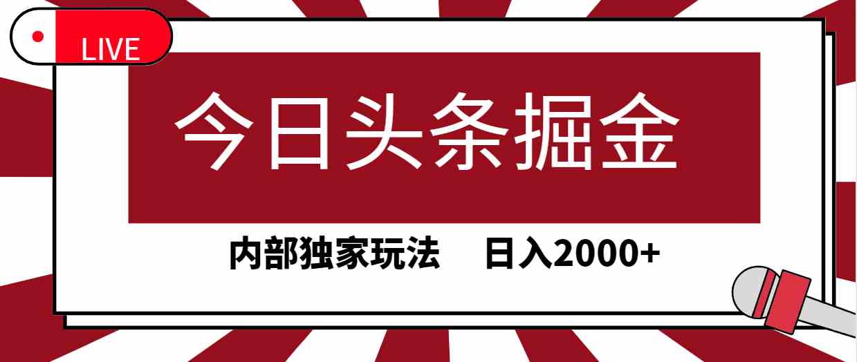 （9832期）今日头条掘金，30秒一篇文章，内部独家玩法，日入2000+-占领资源网