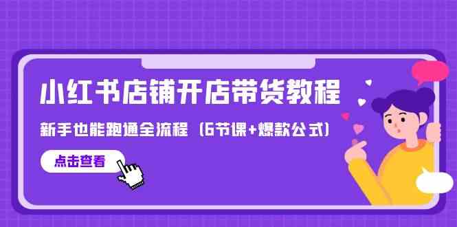 （9883期）最新小红书店铺开店带货教程，新手也能跑通全流程（6节课+爆款公式）-占领资源网