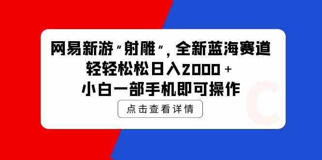 （9936期）网易新游 射雕 全新蓝海赛道，轻松日入2000＋小白一部手机即可操作-占领资源网