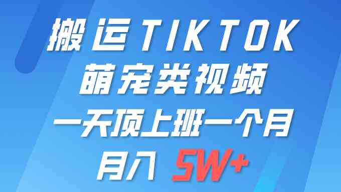（9931期）一键搬运TIKTOK萌宠类视频 一部手机即可操作 所有平台均可发布 轻松月入5W+-占领资源网