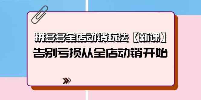 （9974期）拼多多全店动销玩法【新课】，告别亏损从全店动销开始（4节视频课）-占领资源网