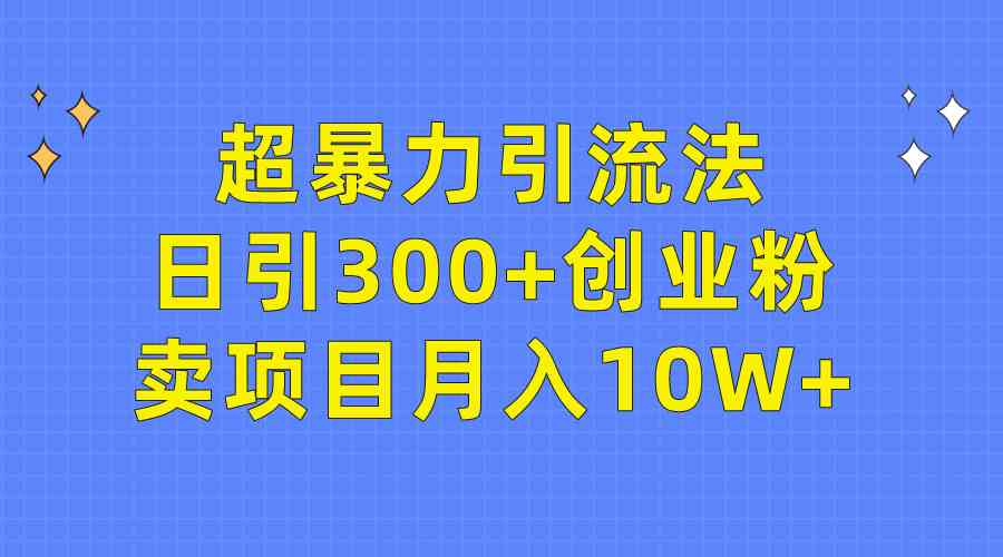 （9954期）超暴力引流法，日引300+创业粉，卖项目月入10W+-占领资源网