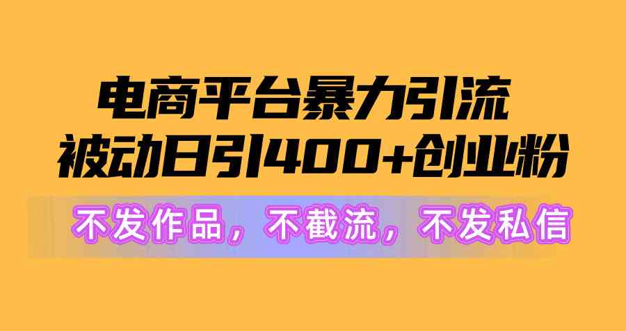 （10168期）电商平台暴力引流,被动日引400+创业粉不发作品，不截流，不发私信-占领资源网