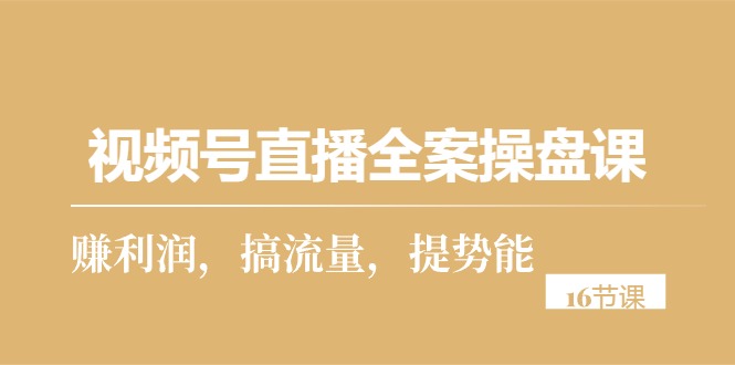 （10207期）视频号直播全案操盘课，赚利润，搞流量，提势能（16节课）-占领资源网