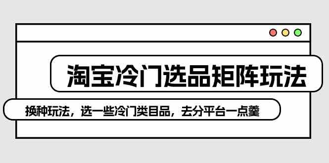 （10159期）淘宝冷门选品矩阵玩法：换种玩法，选一些冷门类目品，去分平台一点羹-占领资源网