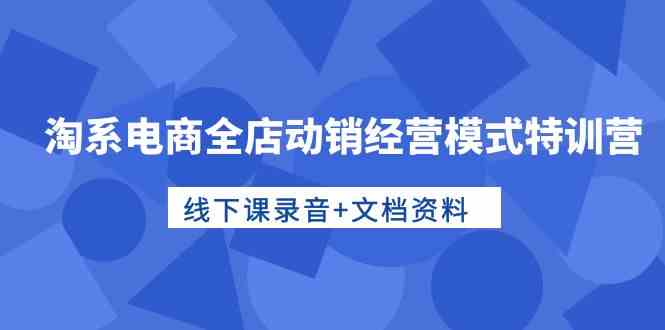 （10192期）淘系电商全店动销经营模式特训营，线下课录音+文档资料-占领资源网