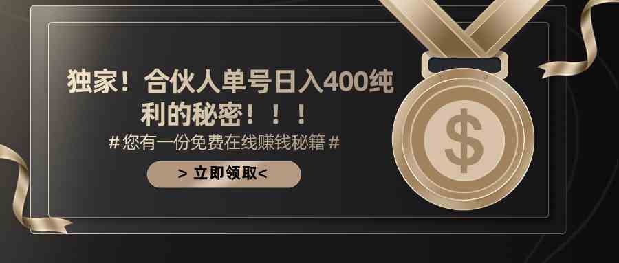 （10028期）合伙人广告撸金最新玩法，每天单号400纯利-占领资源网