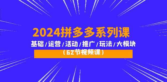 （10019期）2024拼多多系列课：基础/运营/活动/推广/玩法/大模块（62节视频课）-占领资源网