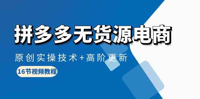（10015期）拼多多无货源电商，原创实操技术+高阶更新（16节视频教程）-占领资源网