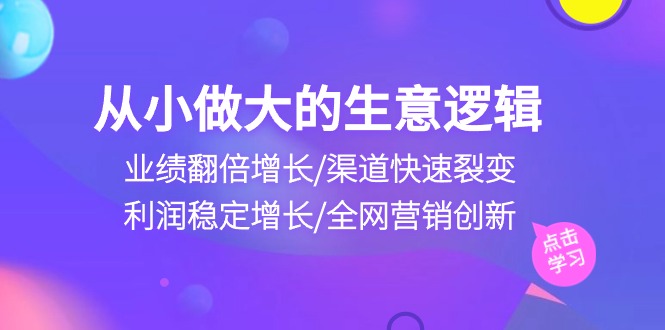 （10438期）从小做大生意逻辑：业绩翻倍增长/渠道快速裂变/利润稳定增长/全网营销创新-占领资源网