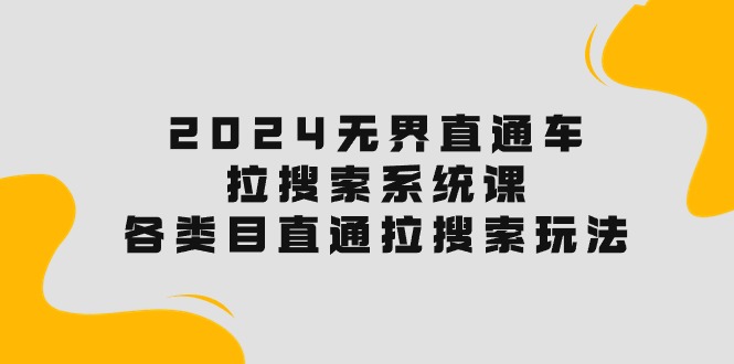 （10508期）2024无界直通车·拉搜索系统课：各类目直通车 拉搜索玩法！-占领资源网