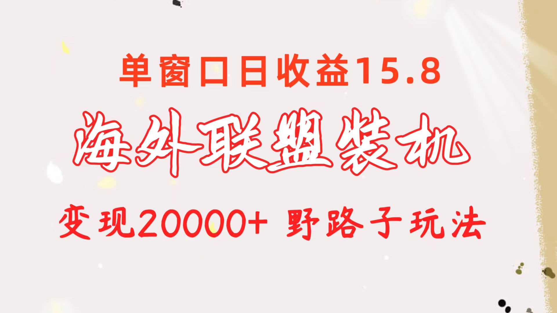 （10475期）海外联盟装机 单窗口日收益15.8  变现20000+ 野路子玩法-占领资源网