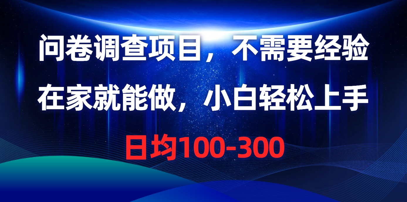 （10402期）问卷调查项目，不需要经验，在家就能做，小白轻松上手，日均100-300-占领资源网
