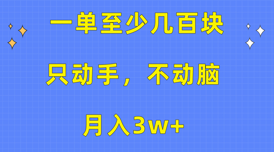 （10356期）一单至少几百块，只动手不动脑，月入3w+。看完就能上手，保姆级教程-占领资源网